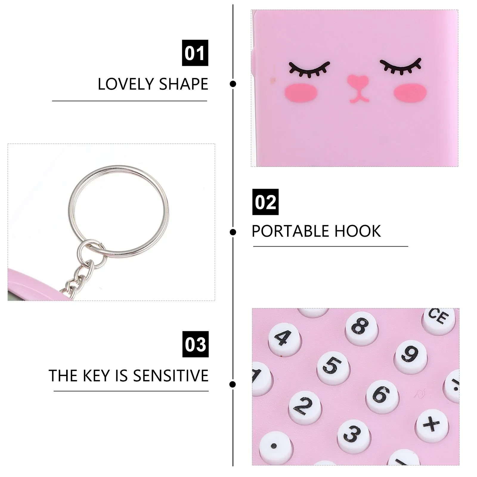 2pcs Mini Calculator Small Portable Plastic Cute Student Arithmetic Desk Office Toy Lightweight Practical Pocket Size