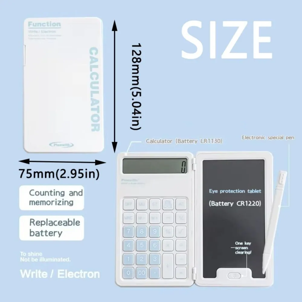 Cute Foldable Calculator LCD Display Portable Mini Finance Calculator LCD Notepad with Writing Board Student Calculator