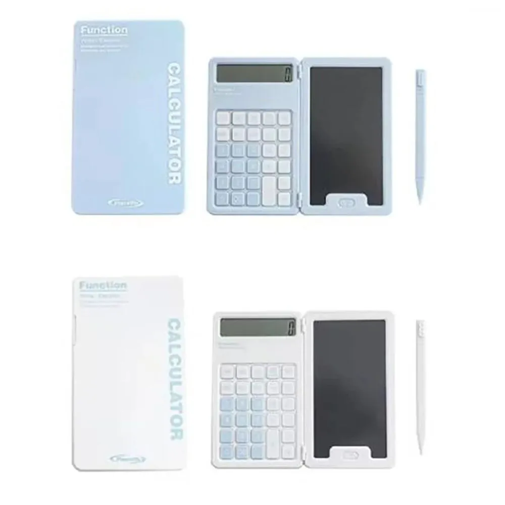 Cute Foldable Calculator LCD Display Portable Mini Finance Calculator LCD Notepad with Writing Board Student Calculator