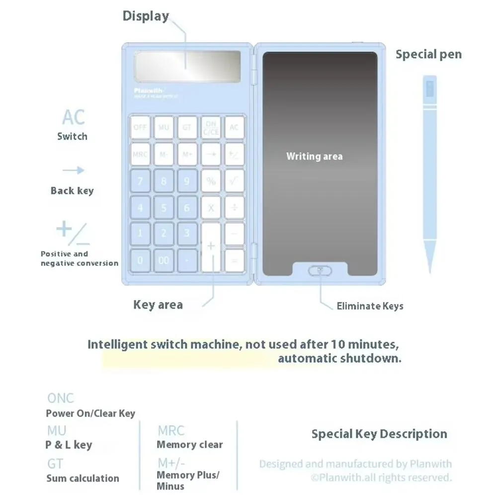 Cute Foldable Calculator LCD Display Portable Mini Finance Calculator LCD Notepad with Writing Board Student Calculator