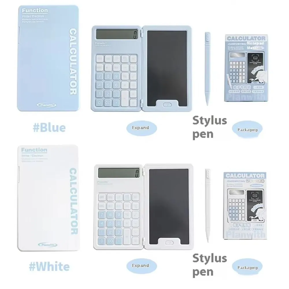 Cute Foldable Calculator LCD Display Portable Mini Finance Calculator LCD Notepad with Writing Board Student Calculator