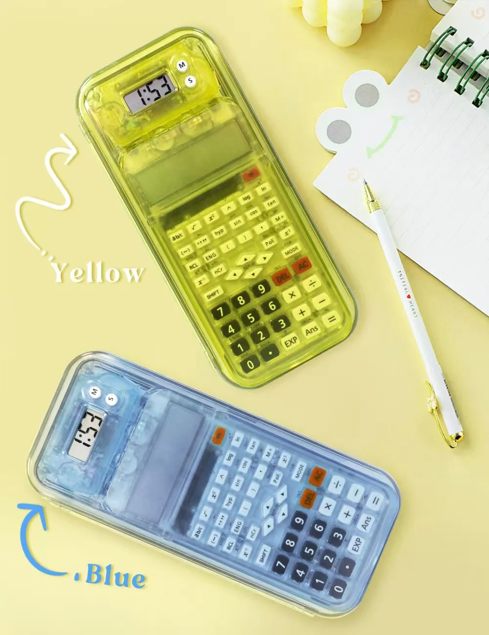 New Science Calculator Solar Energy 417 Functions Kinds of Multifunctional Transparent Stationery Box Student  Calculators