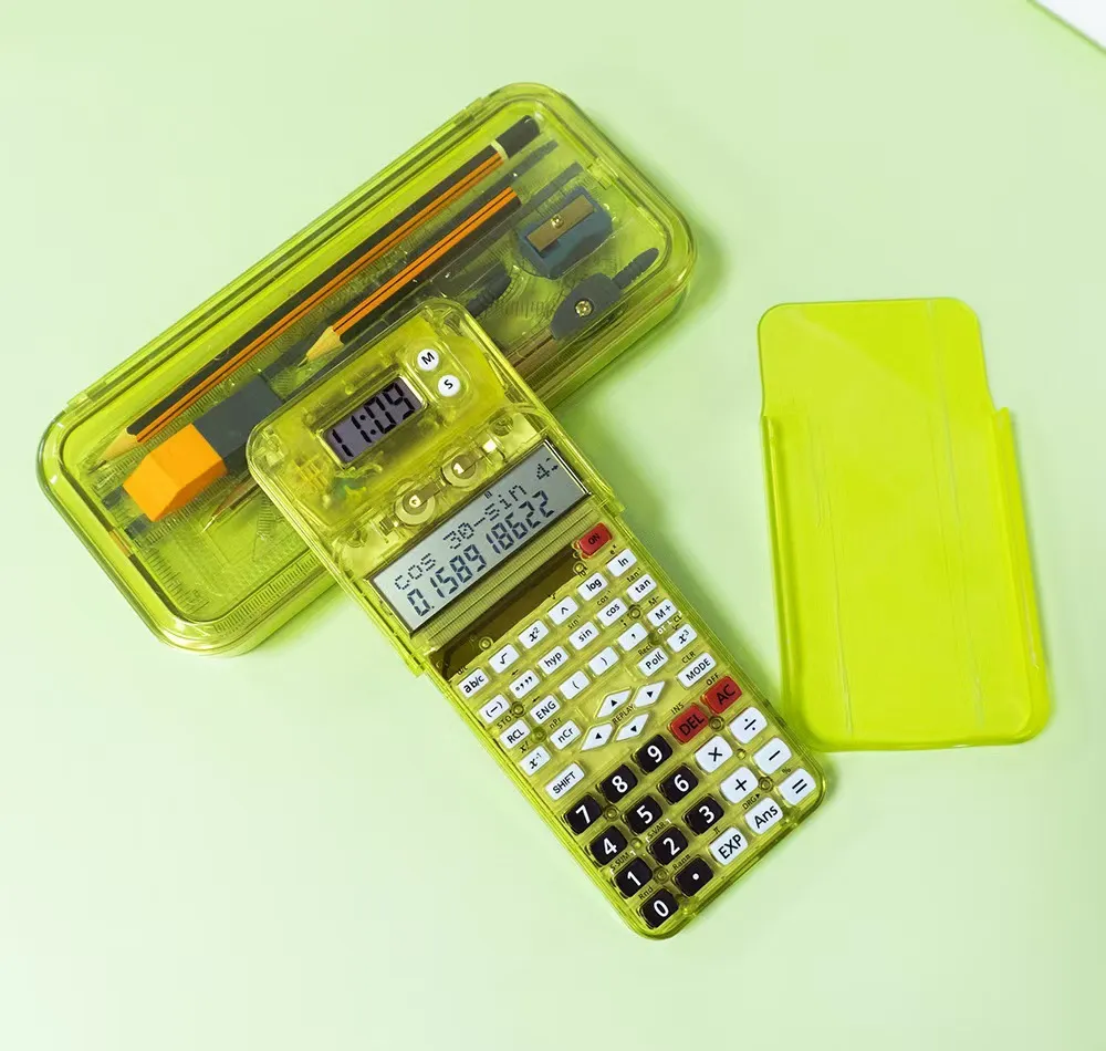 New Science Calculator Solar Energy 417 Functions Kinds of Multifunctional Transparent Stationery Box Student  Calculators