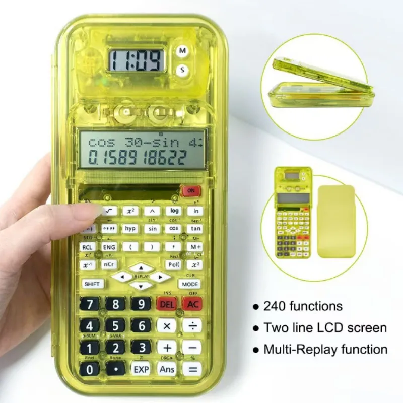 New Science Calculator Solar Energy 417 Functions Kinds of Multifunctional Transparent Stationery Box Student  Calculators