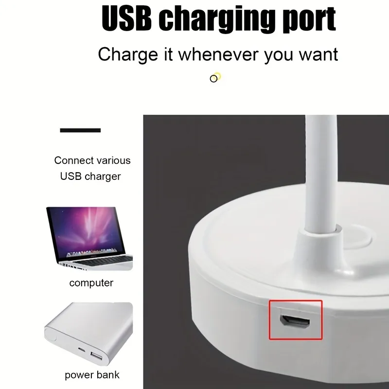 Table Lamp USB Rechargeable Desk Lamp Bed Reading Book Night Light LED Eye Protection Light Foldable for Study Office Work Lamp