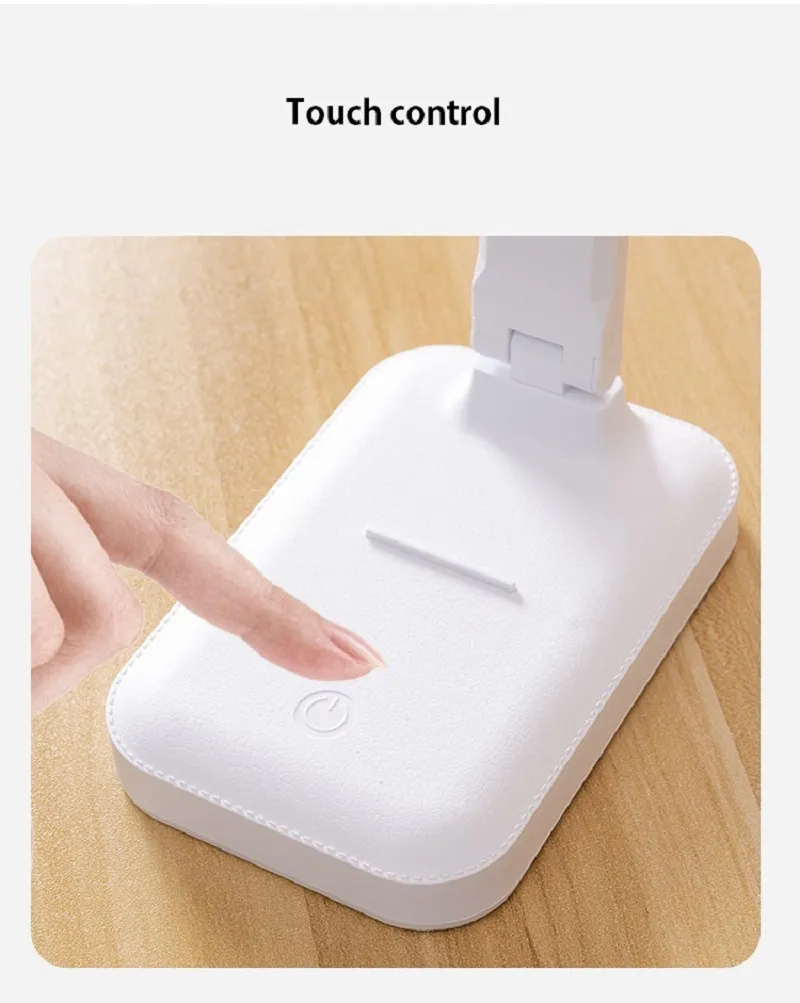 Folding Table Lamp USB Touch Dimmable Night Light Student Dormitory Reading Eye Protection Bedroom LED USB Charge Desk Lamp