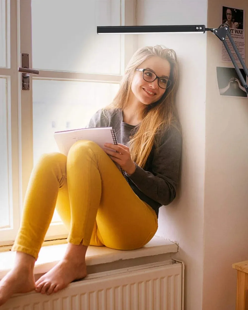 LED Folding Metal Desk Lamp Clip on Light Clamp Long Arm Diming Table Lamp 3 Colors Adjustable For Living Room Reading Computers