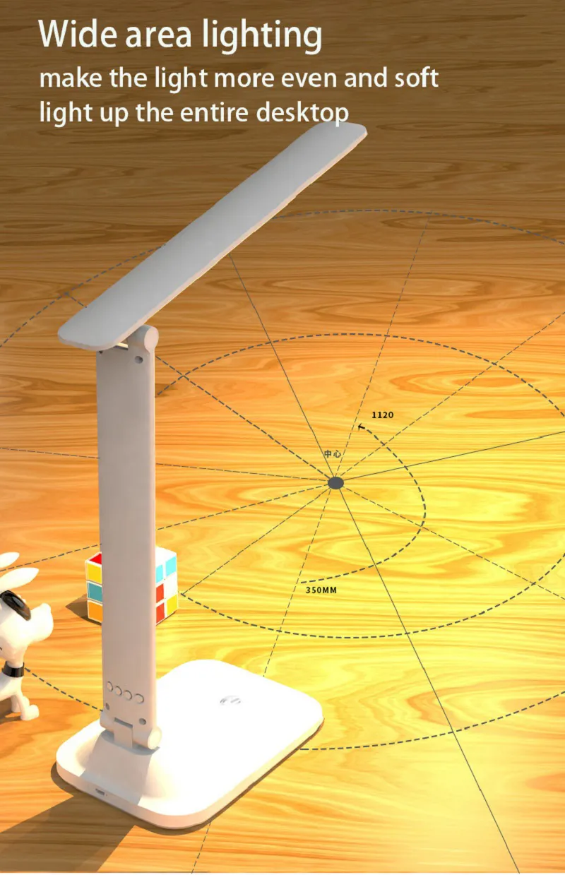 Folding Table Lamp USB Reading Touch Dimmable Eye Protection With Alarm Clock Thermometer LED Desk Lamp USB Charge Night Light