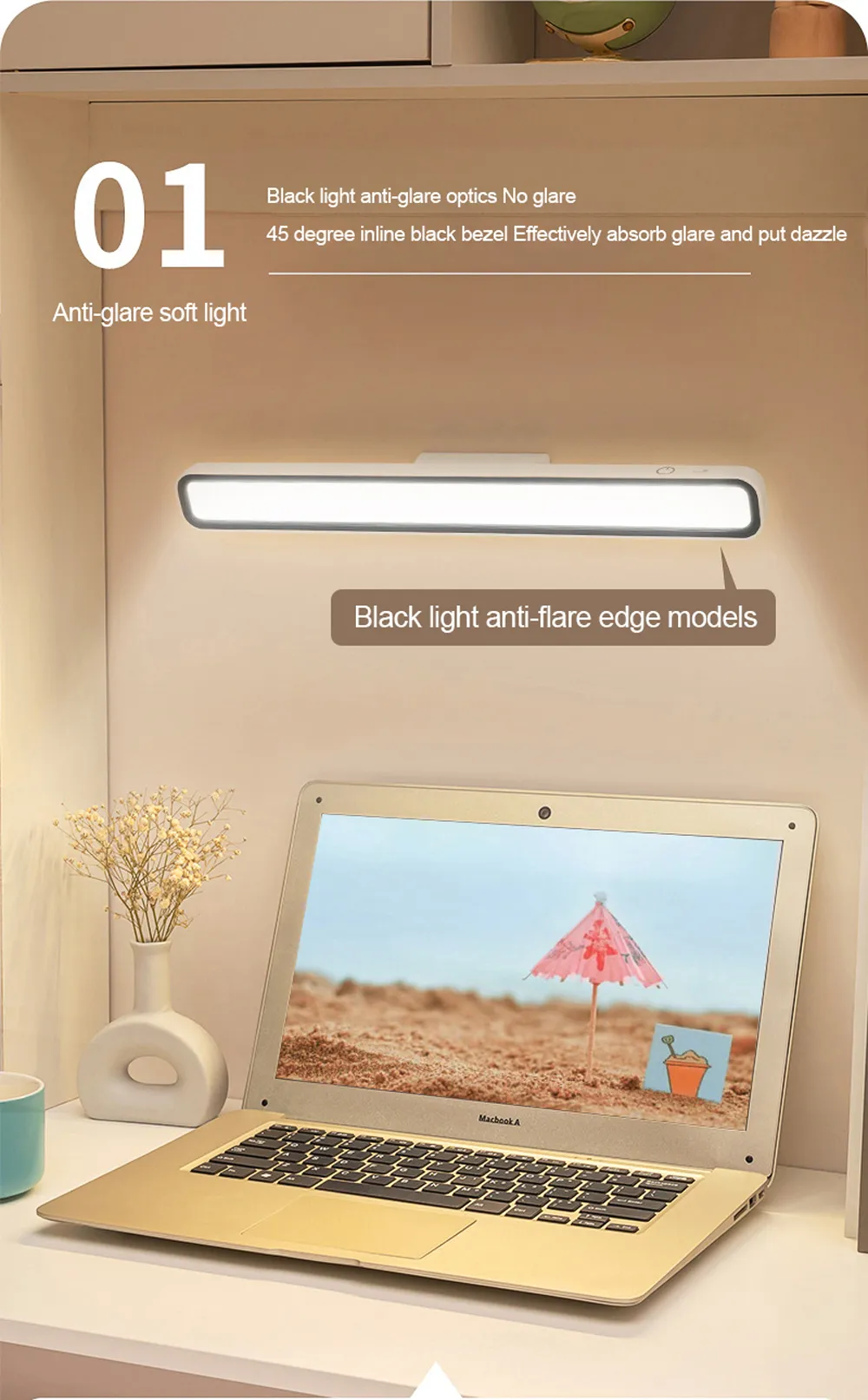 Desk Lamp Under Cabinet Lights Rechargeable Portable Magnetic Dimming USB Led Desk Lamp for Makeup Reading Study Kitchen