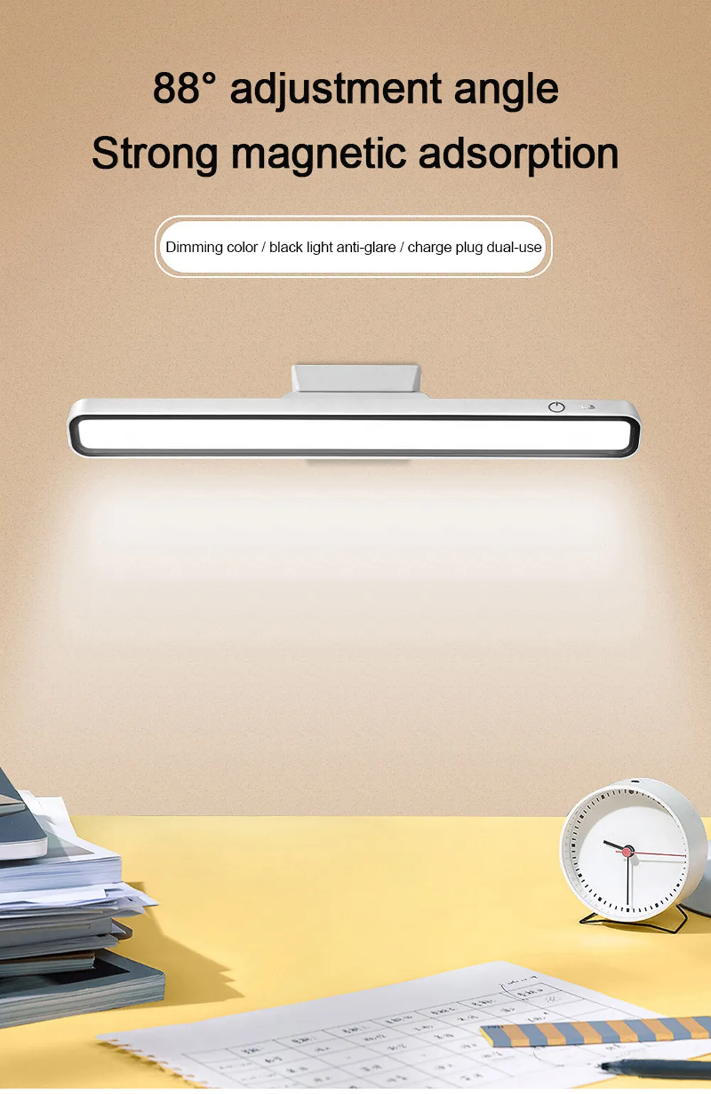 Desk Lamp Under Cabinet Lights Rechargeable Portable Magnetic Dimming USB Led Desk Lamp for Makeup Reading Study Kitchen