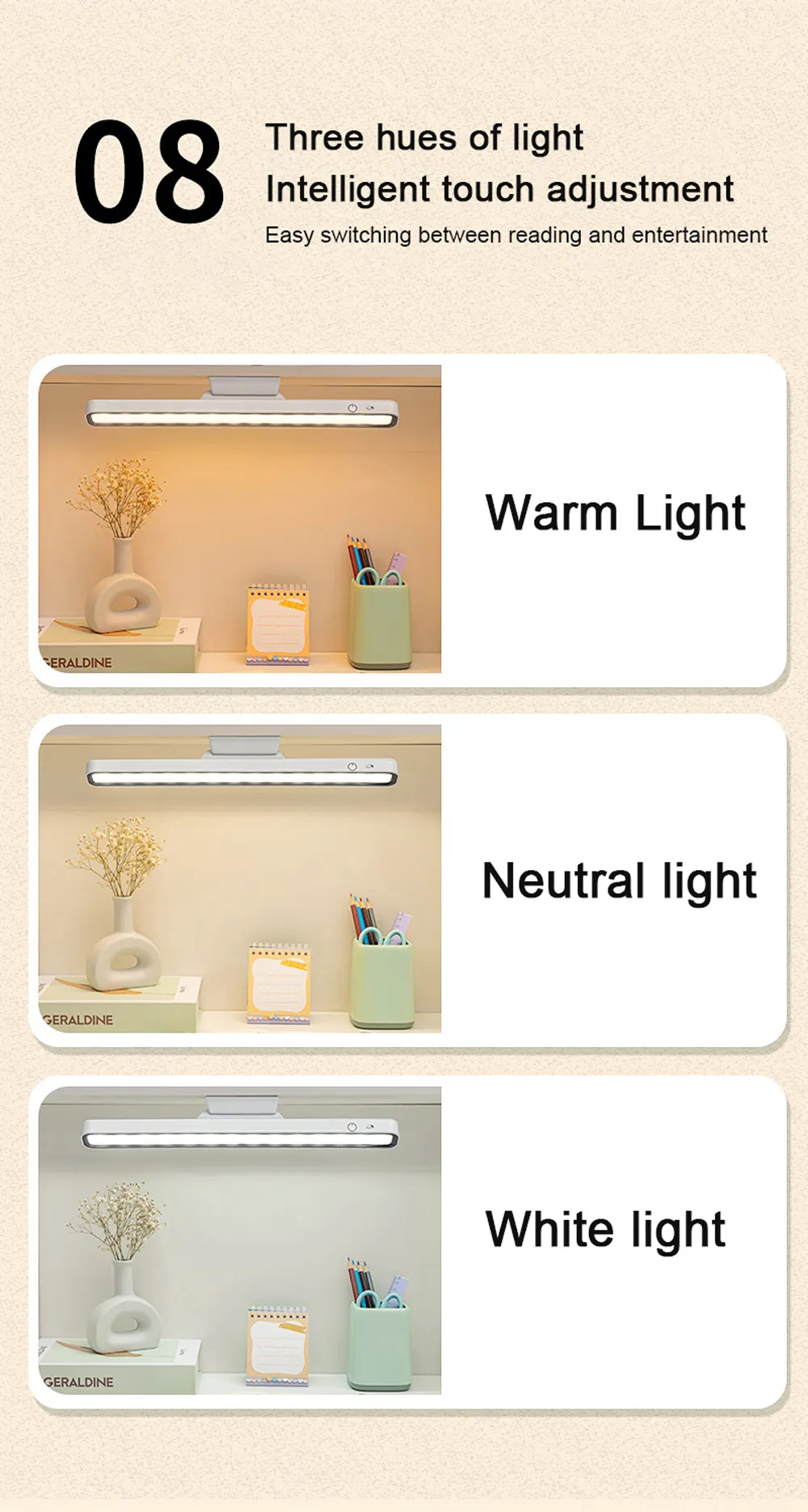 Desk Lamp Under Cabinet Lights Rechargeable Portable Magnetic Dimming USB Led Desk Lamp for Makeup Reading Study Kitchen