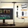 LED Desk Lamp Double Head 3 Colors Stepless Dimming for Home Office Adjustable Reading Light with Clamp for Home Office