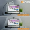 LED Desk Lamp Double Head 3 Colors Stepless Dimming for Home Office Adjustable Reading Light with Clamp for Home Office