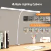LED Desk Lamp Double Head 3 Colors Stepless Dimming for Home Office Adjustable Reading Light with Clamp for Home Office