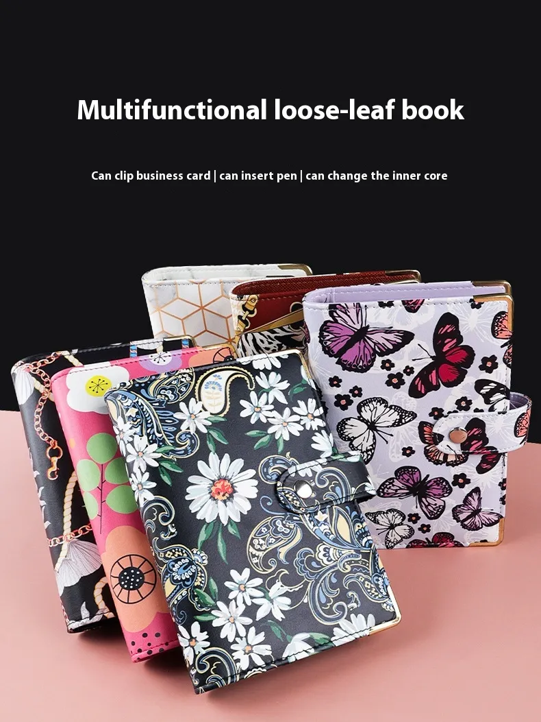 A6 Binder Notebook Covers Colorful Macaroon Pu Leather Cover School Stationery Diary Agenda Diy Planner Paper Butterfly Cover