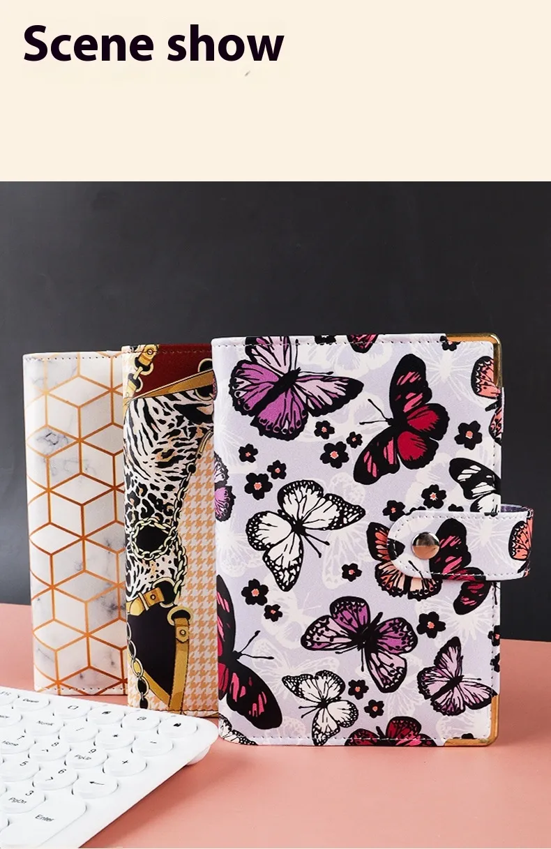 A6 Binder Notebook Covers Colorful Macaroon Pu Leather Cover School Stationery Diary Agenda Diy Planner Paper Butterfly Cover