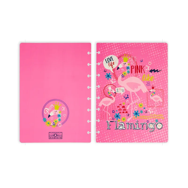 Fromthenon Flamingo Discbound Notebooks Covers Dics Ring Mushroom Hole Notebook Cover Planner Accessories Office Stationery