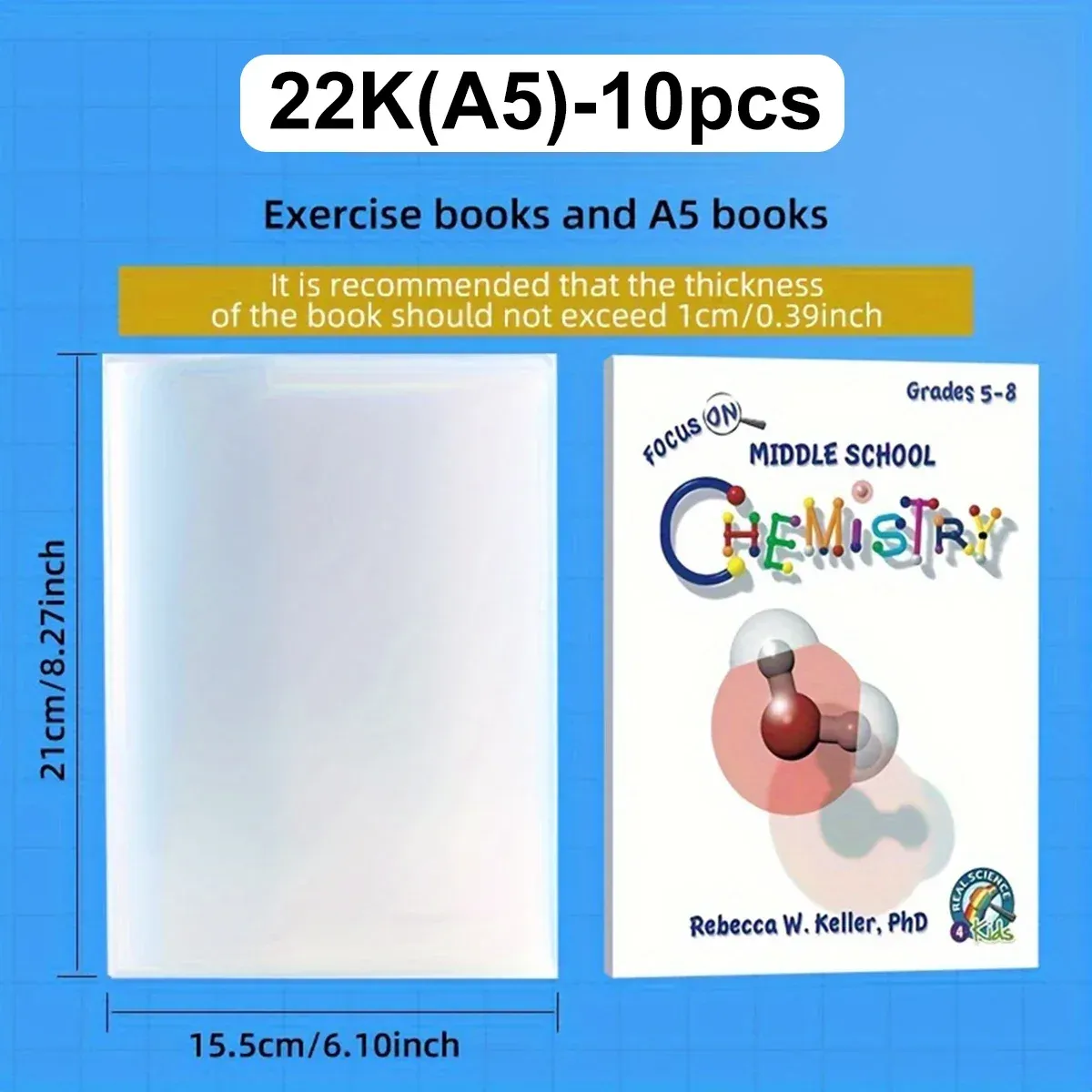 10PCS A4/16K/A5 Transparent Plastic Book Cover Self-Adhesive Closure Waterproof and Wear-Resistant Books PVC ProtectiveCover