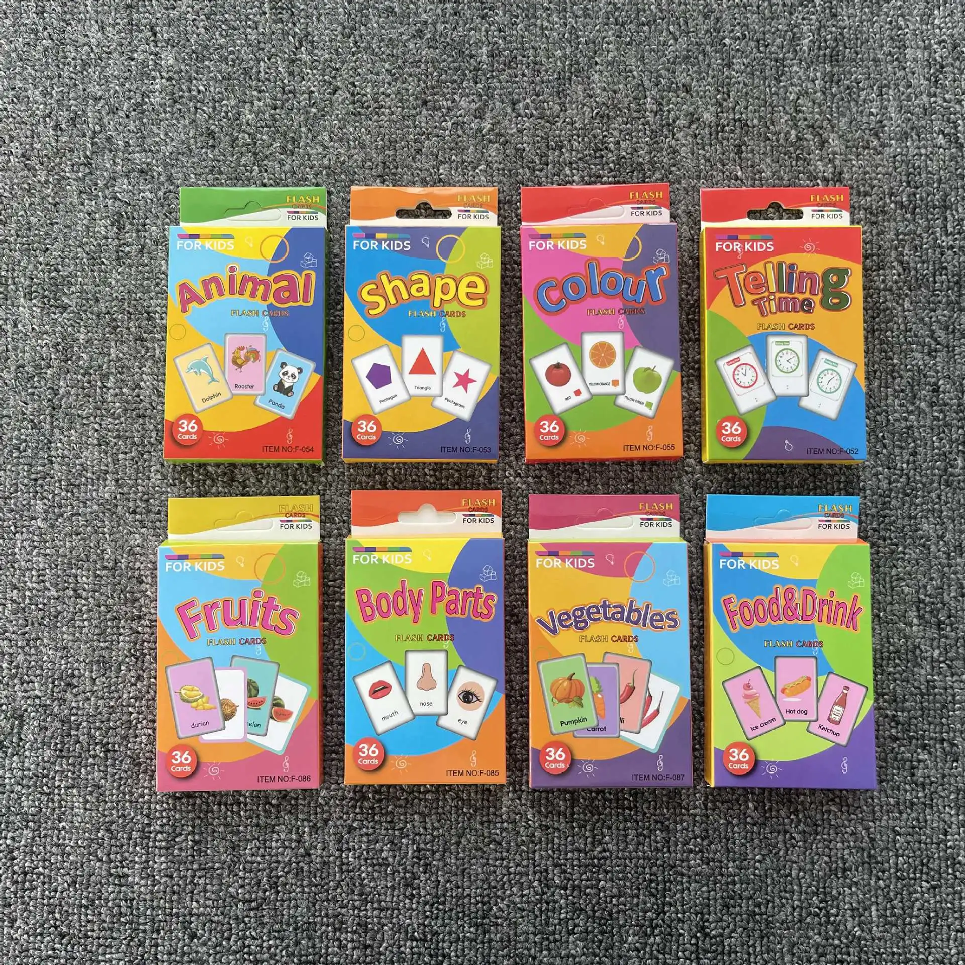 Early Baby Children's Education Flash Cards English Word Recognition Cards Color Visual Flash Cards Teaching Tools