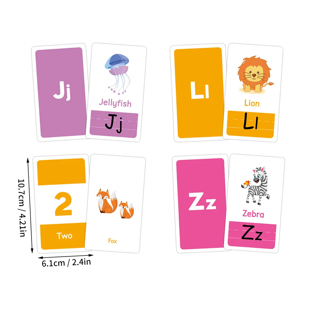 58PCS ABC Alphabet Flashcards Montessori Early Education Toys Baby Shapes Animals Learning Cards Games Puzzles For Kids Gifts