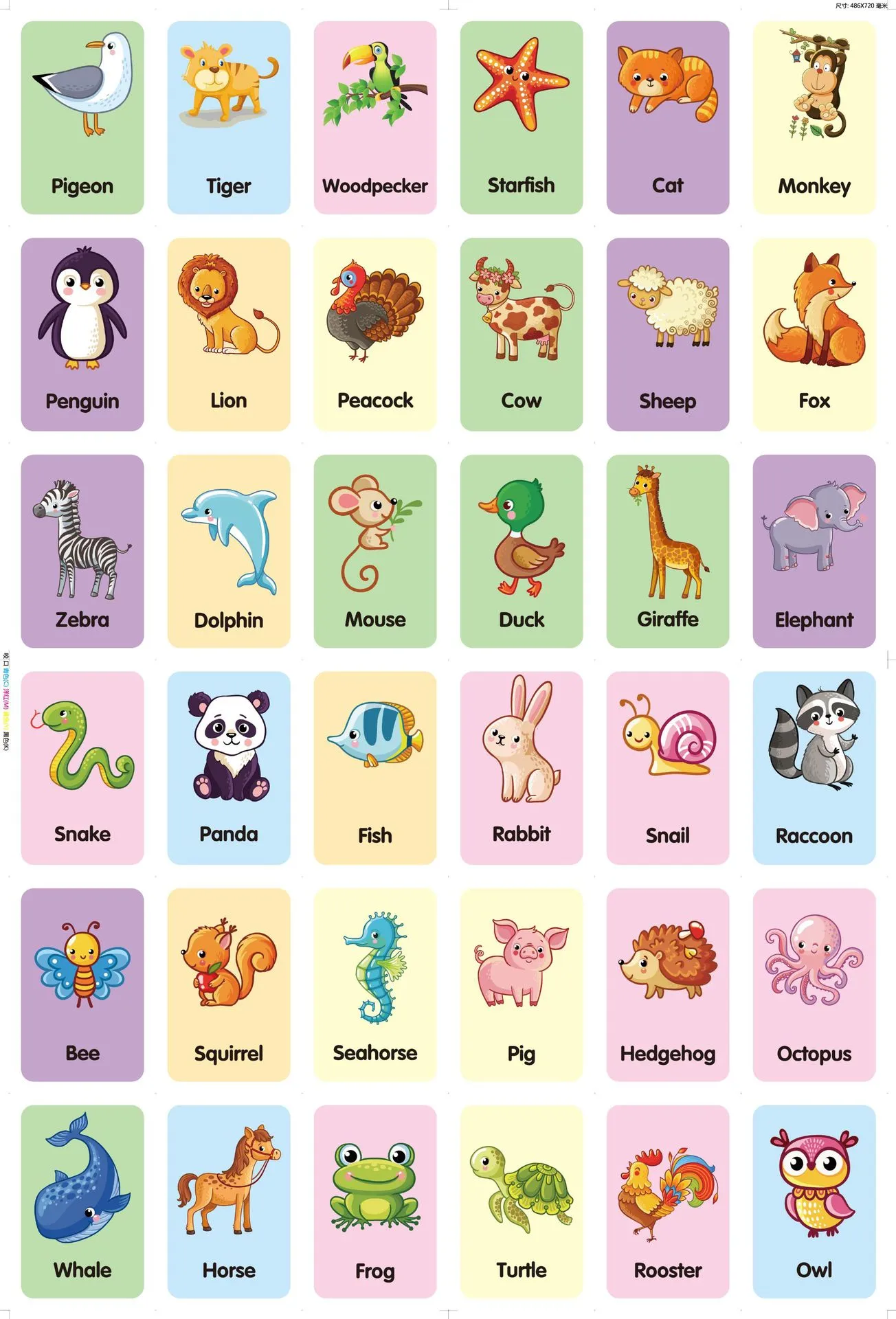 36pcs Children Cognition Cards Body Parts Animal Fruits Double Side Flashcards Montessori Baby Kids Early Educational Toys Gifts