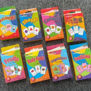 36pcs Children Cognition Cards Body Parts Animal Fruits Double Side Flashcards Montessori Baby Kids Early Educational Toys Gifts