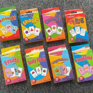 36pcs Children Cognition Cards Body Parts Animal Fruits Double Side Flashcards Montessori Baby Kids Early Educational Toys Gifts
