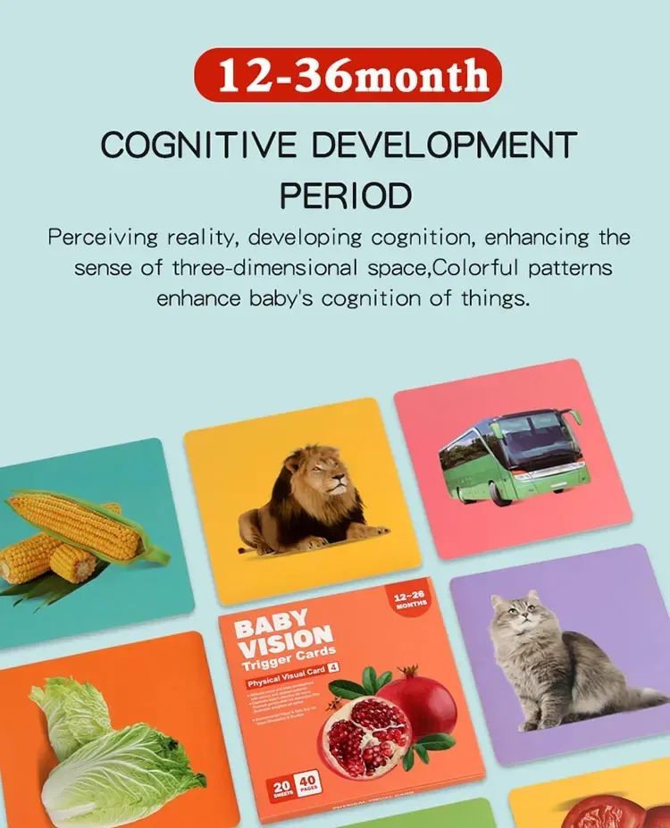 Montessori Baby Visual Stimulation Cards High Contrast Flash Card Infant Gift For Children Cognition Toy