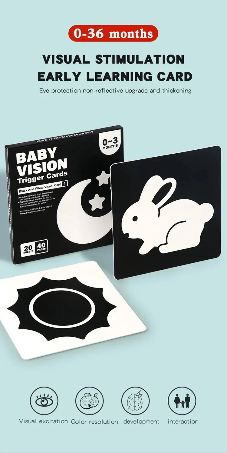Montessori Baby Visual Stimulation Cards High Contrast Flash Card Infant Gift For Children Cognition Toy