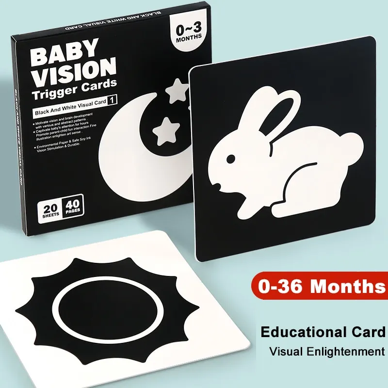 Montessori Baby Visual Stimulation Cards High Contrast Flash Card Infant Gift For Children Cognition Toy