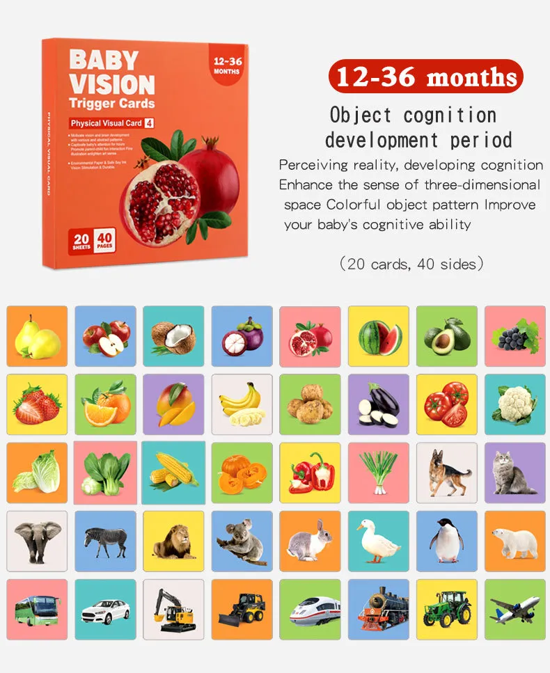 Baby Visual Stimulation Cards Montessori High Contrast Flash Card Infant Visual Early Education Learning Toys For Newborn Gifts