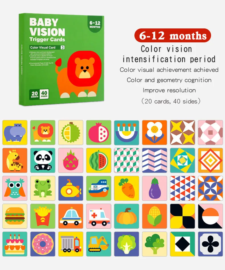 Baby Visual Stimulation Cards Montessori High Contrast Flash Card Infant Visual Early Education Learning Toys For Newborn Gifts