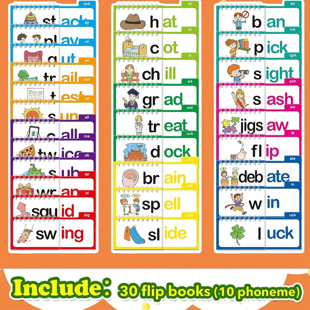 Word Family Build Book Kindergarten Sight Word Flash Cards Learn To Read Phonics Flash Cards Read and Rhyme Flip Activity Book
