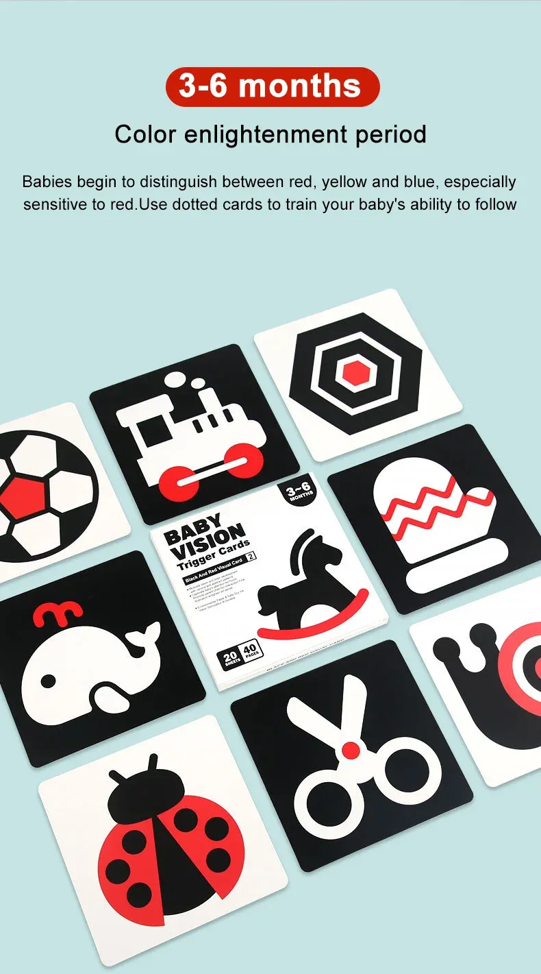 Montessori Baby Visual Stimulation Cards High Contrast Flash Card Infant Visual Early Education Learning Toys For Newborn Gifts