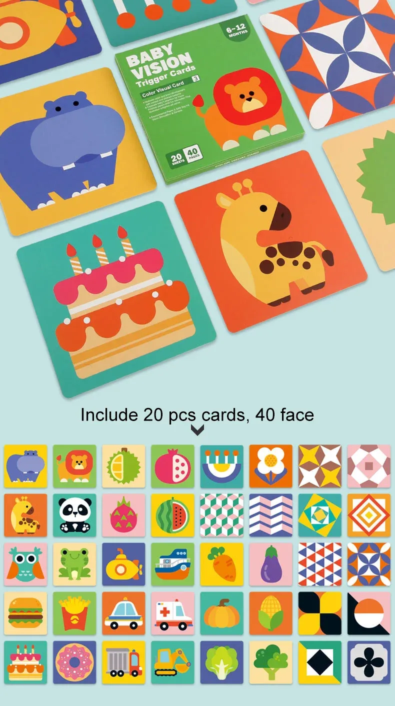 Montessori Baby Visual Stimulation Cards High Contrast Flash Card Infant Visual Early Education Learning Toys For Newborn Gifts