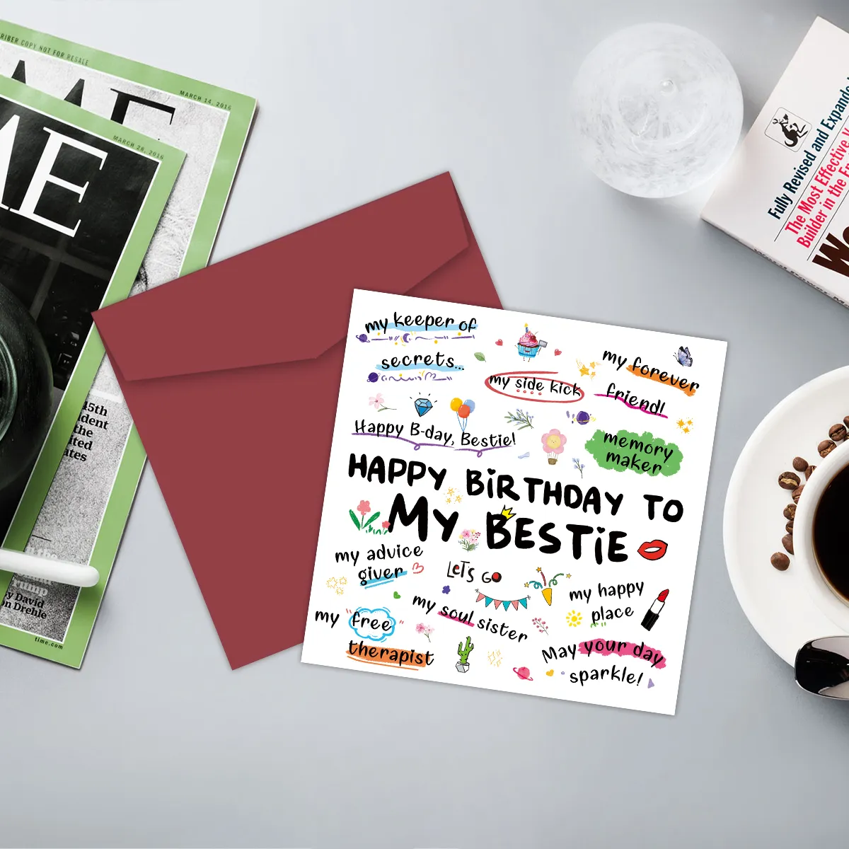 My Bestie Birthday Card with Envelope,My Happy Place,My Soul Sister,Funny Birthday Greeting Card for Friend Sister,Birthday Gift