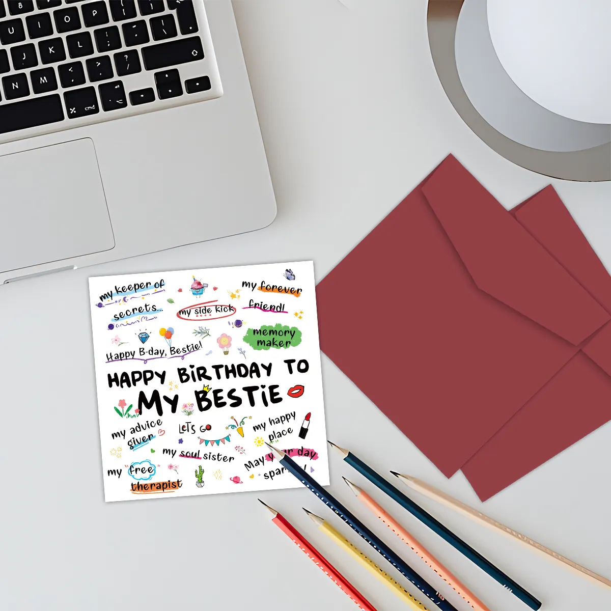 My Bestie Birthday Card with Envelope,My Happy Place,My Soul Sister,Funny Birthday Greeting Card for Friend Sister,Birthday Gift