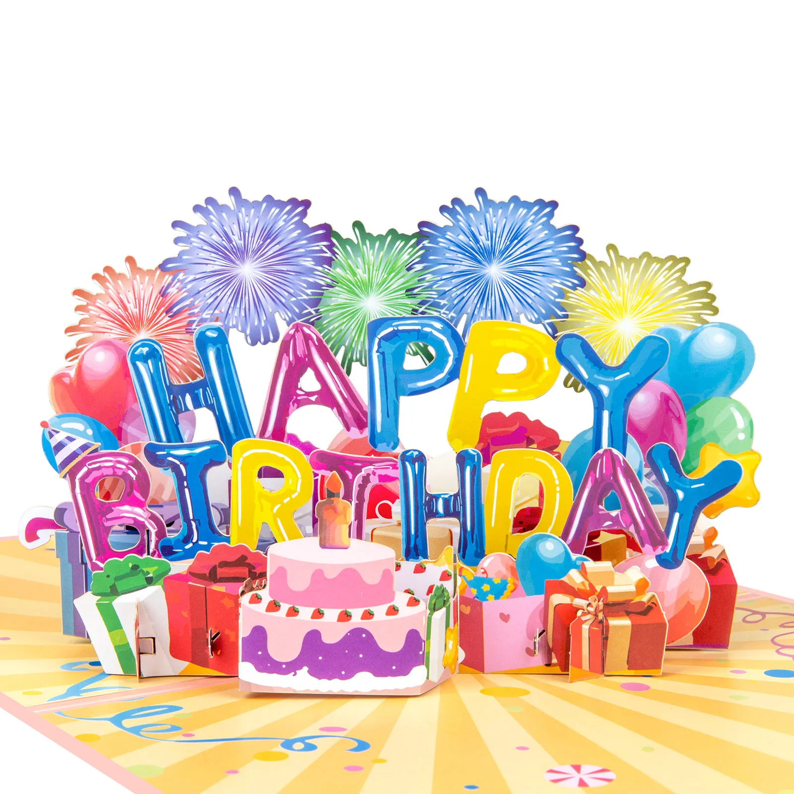 Happy Birthday Card for Girl Kids Wife Husband 3d Birthday Cake Pop-Up Greeting Cards Postcards Gifts with Envelope