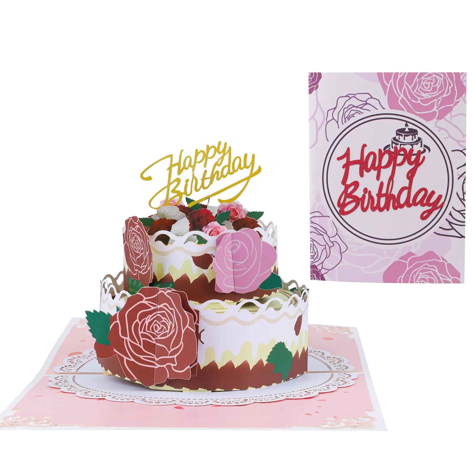 Happy Birthday Card for Girl Kids Wife Husband 3d Birthday Cake Pop-Up Greeting Cards Postcards Gifts with Envelope