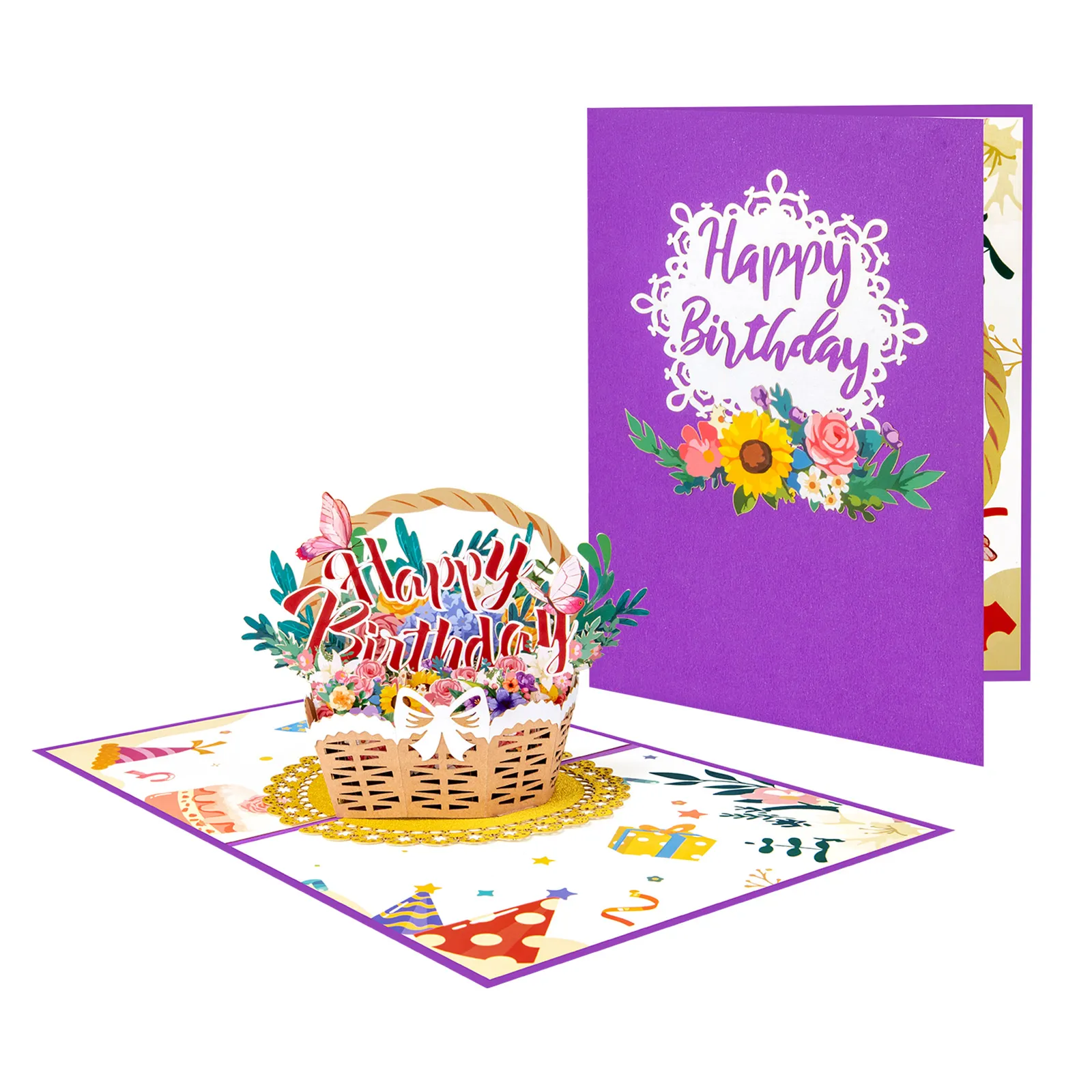 Happy Birthday Card for Girl Kids Wife Husband 3d Birthday Cake Pop-Up Greeting Cards Postcards Gifts with Envelope