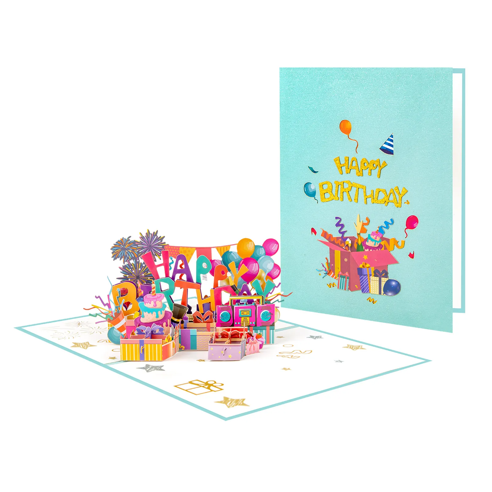 Happy Birthday Card for Girl Kids Wife Husband 3d Birthday Cake Pop-Up Greeting Cards Postcards Gifts with Envelope