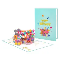 Happy Birthday Card for Girl Kids Wife Husband 3d Birthday Cake Pop-Up Greeting Cards Postcards Gifts with Envelope