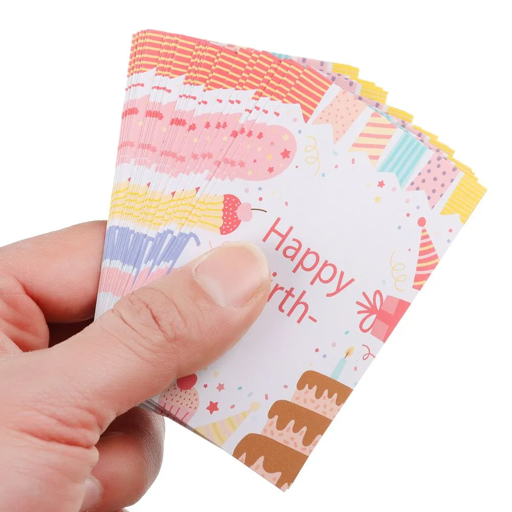 30PCS 9x5.4cm Cartoon Animal Happy Birthday Cards Greeting Labels Message Postcard Invitations Cardstock Package Insert