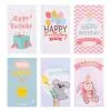 30PCS 9x5.4cm Cartoon Animal Happy Birthday Cards Greeting Labels Message Postcard Invitations Cardstock Package Insert