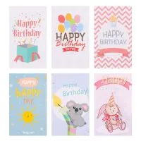 30PCS 9x5.4cm Cartoon Animal Happy Birthday Cards Greeting Labels Message Postcard Invitations Cardstock Package Insert
