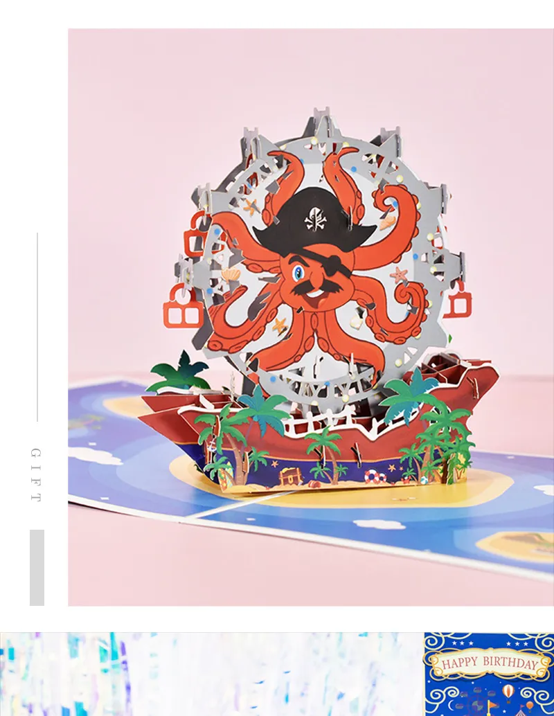 Hot 3D Pop UP Happy Birthday Cards Invitation Cake Greeting Card Business Kids Gift Tourist Postcard for Friend Dad Mom Present