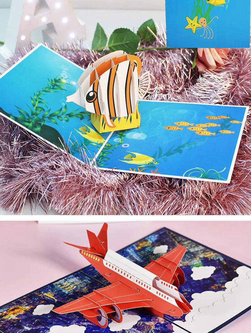Hot 3D Pop UP Happy Birthday Cards Invitation Cake Greeting Card Business Kids Gift Tourist Postcard for Friend Dad Mom Present