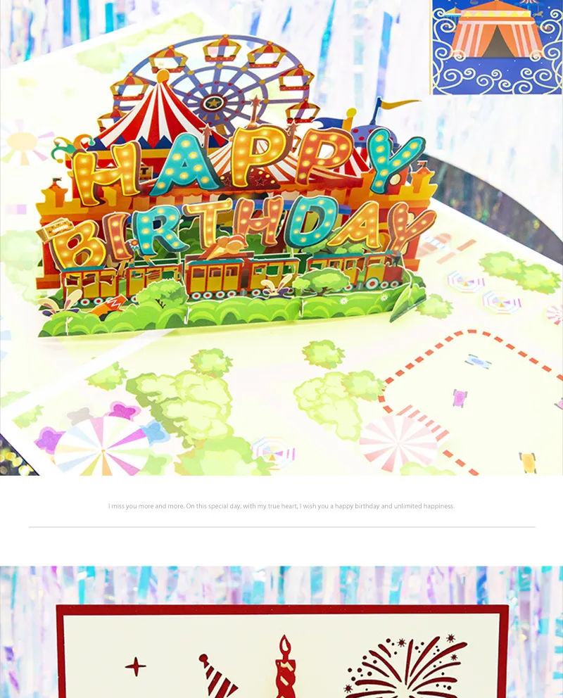 Hot 3D Pop UP Happy Birthday Cards Invitation Cake Greeting Card Business Kids Gift Tourist Postcard for Friend Dad Mom Present