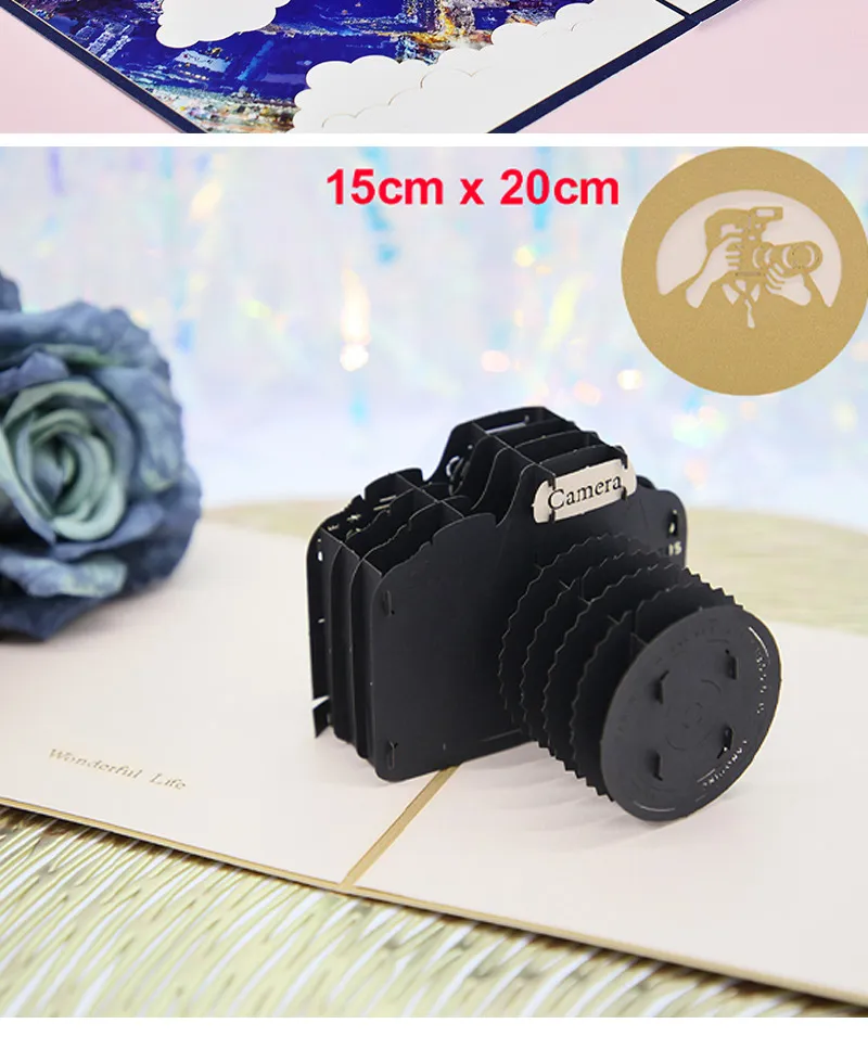 Hot 3D Pop UP Happy Birthday Cards Invitation Cake Greeting Card Business Kids Gift Tourist Postcard for Friend Dad Mom Present