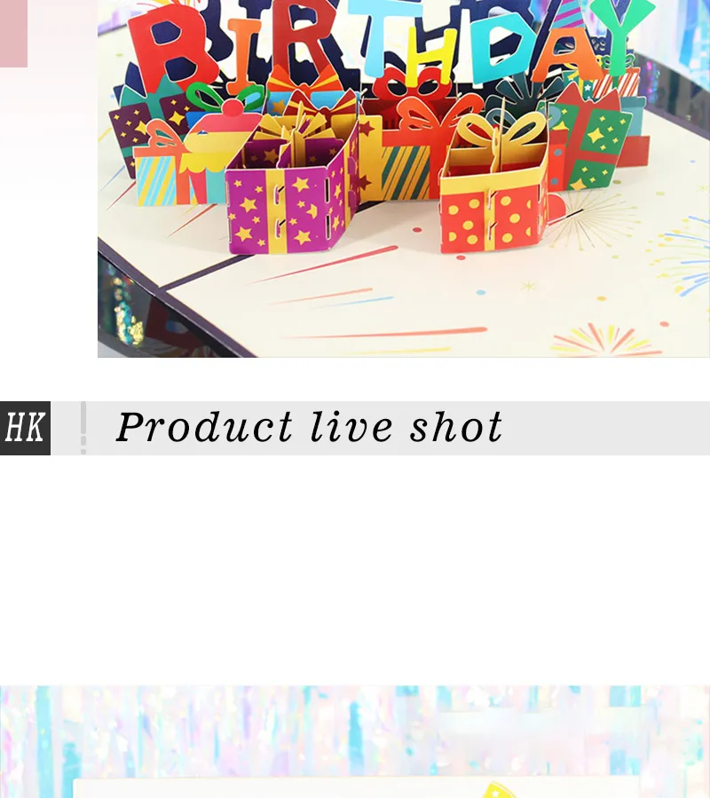 Hot 3D Pop UP Happy Birthday Cards Invitation Cake Greeting Card Business Kids Gift Tourist Postcard for Friend Dad Mom Present